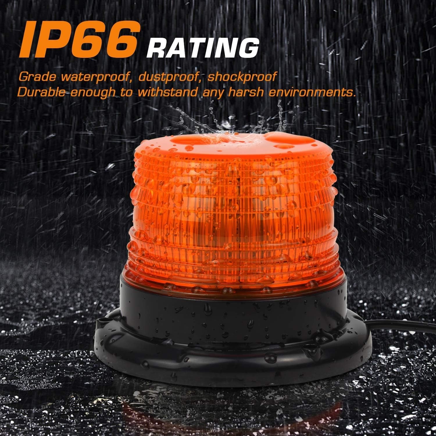 Weatherproof LED Strobe Light for Vehicle Safety – 12V-24V with 7 Flash Patterns