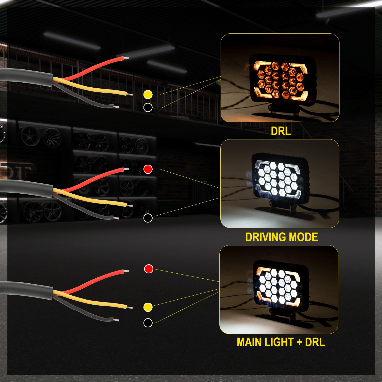 5.7″ Inch LED Work Light Pods Spot Off-Road ATV Truck Fog Lights w/ Amber Strobe