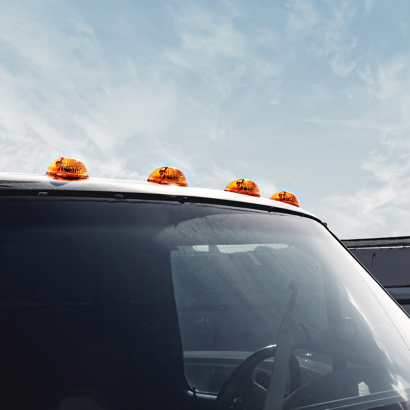 DOT Amber LED Teardrop Cab Roof Marker Lights for 94-98 Ford Dodge Ram Truck Van