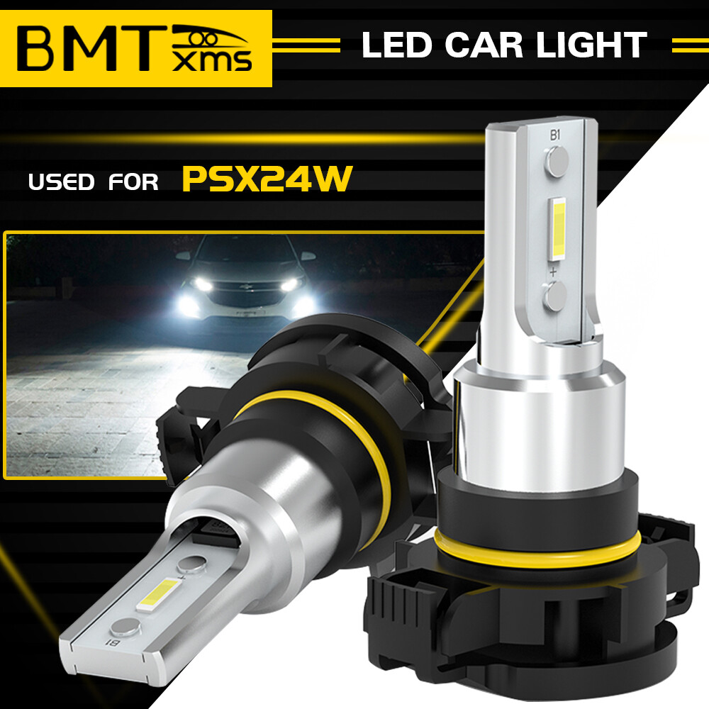 2PCS 2504 PSX24W DRL LED Fog Light Bulb 6000K CANBUS Error Free 10000LM White