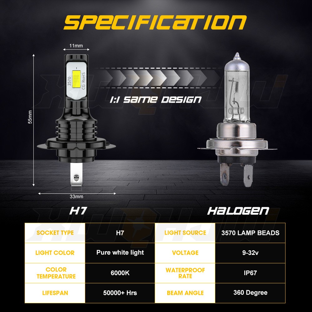 6x H7 H11B H11 LED Headlights + Fog Light Bulbs FOR Hyundai Santa Fe 2013-2016