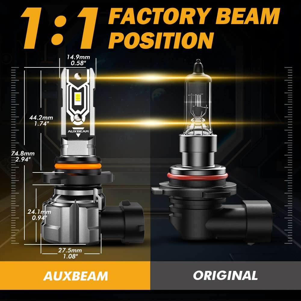 AUXBEAM 9005 HB3 LED Headlight Super Bright Bulb Kit White 90W 25000LM High Beam