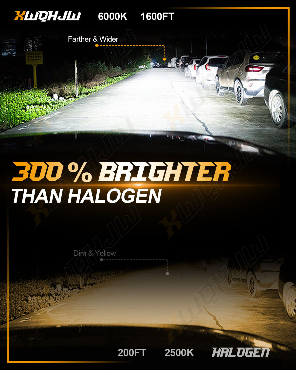 4x H11+H11 LED Headlight Combo High Low Beam Bulbs Kit 4-Side Bright White 6000K