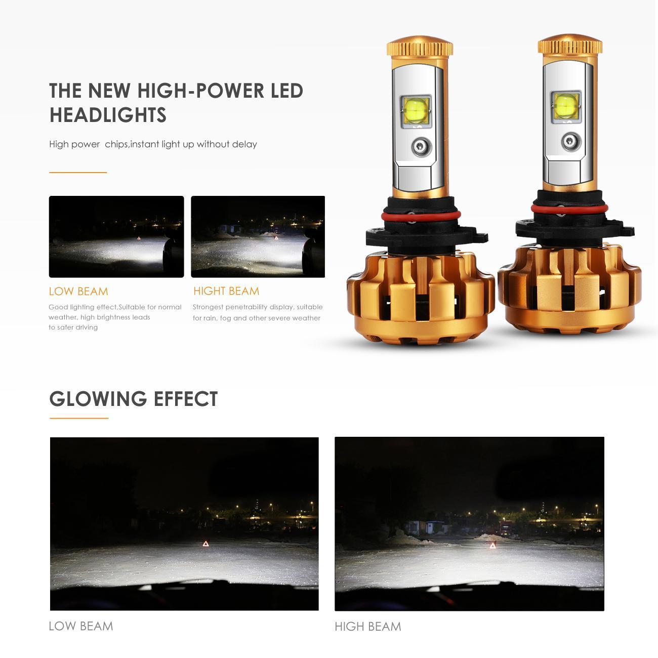 AUXBEAM F16 9005 9006 Combo LED Headlights High Low Beam Bulbs 6000K Cool White