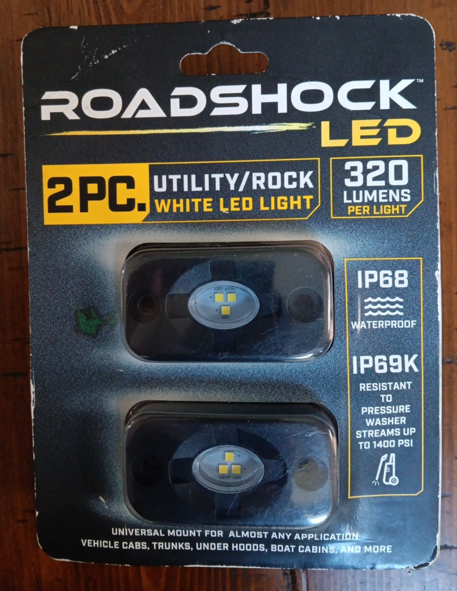 ROADSHOCK 12V Utility/Rock White LED Light 2 Pack aluminum housing