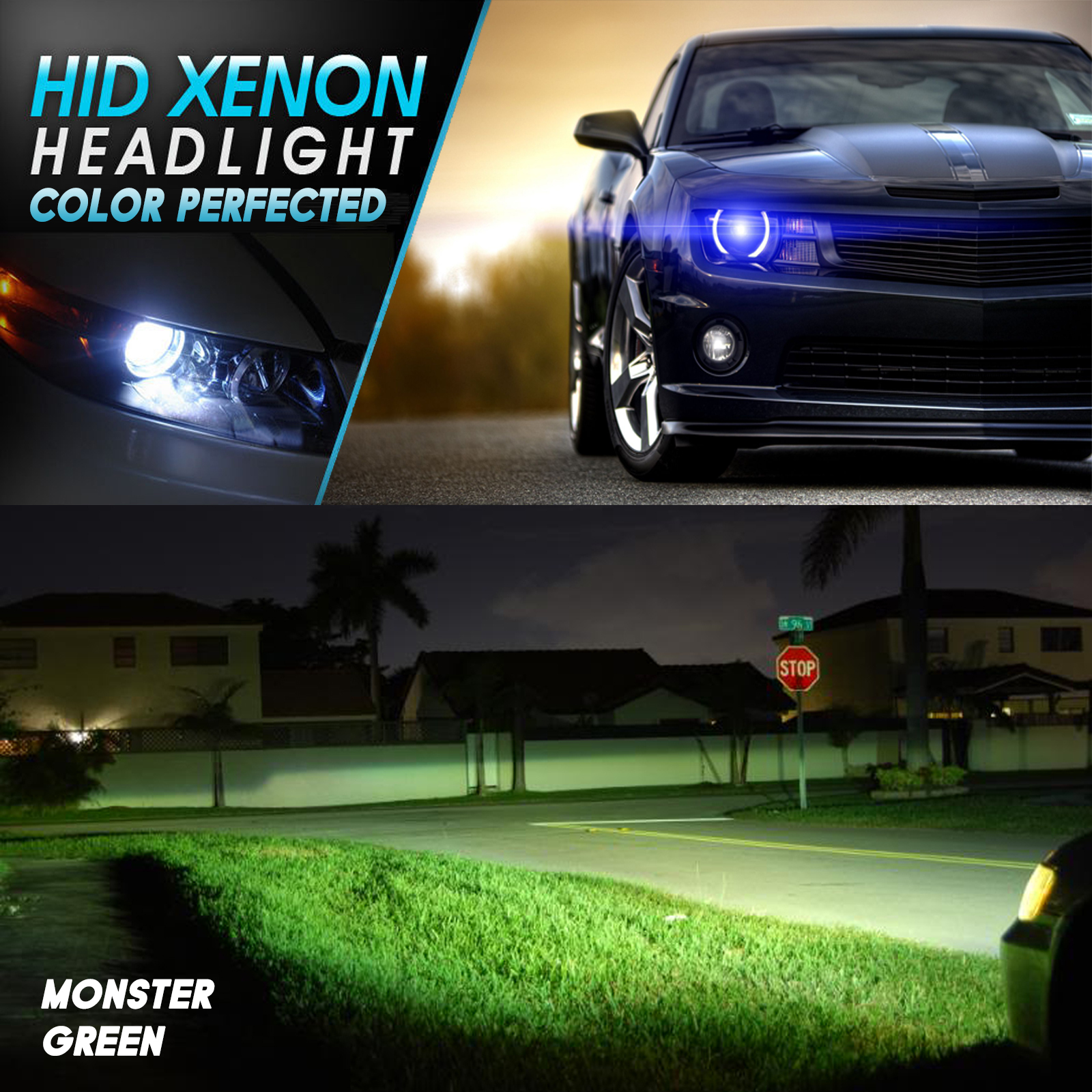Xentec Xenon HID Kit 35W Dual beam Halogen High + HID Low H13 9008 10000K 10K