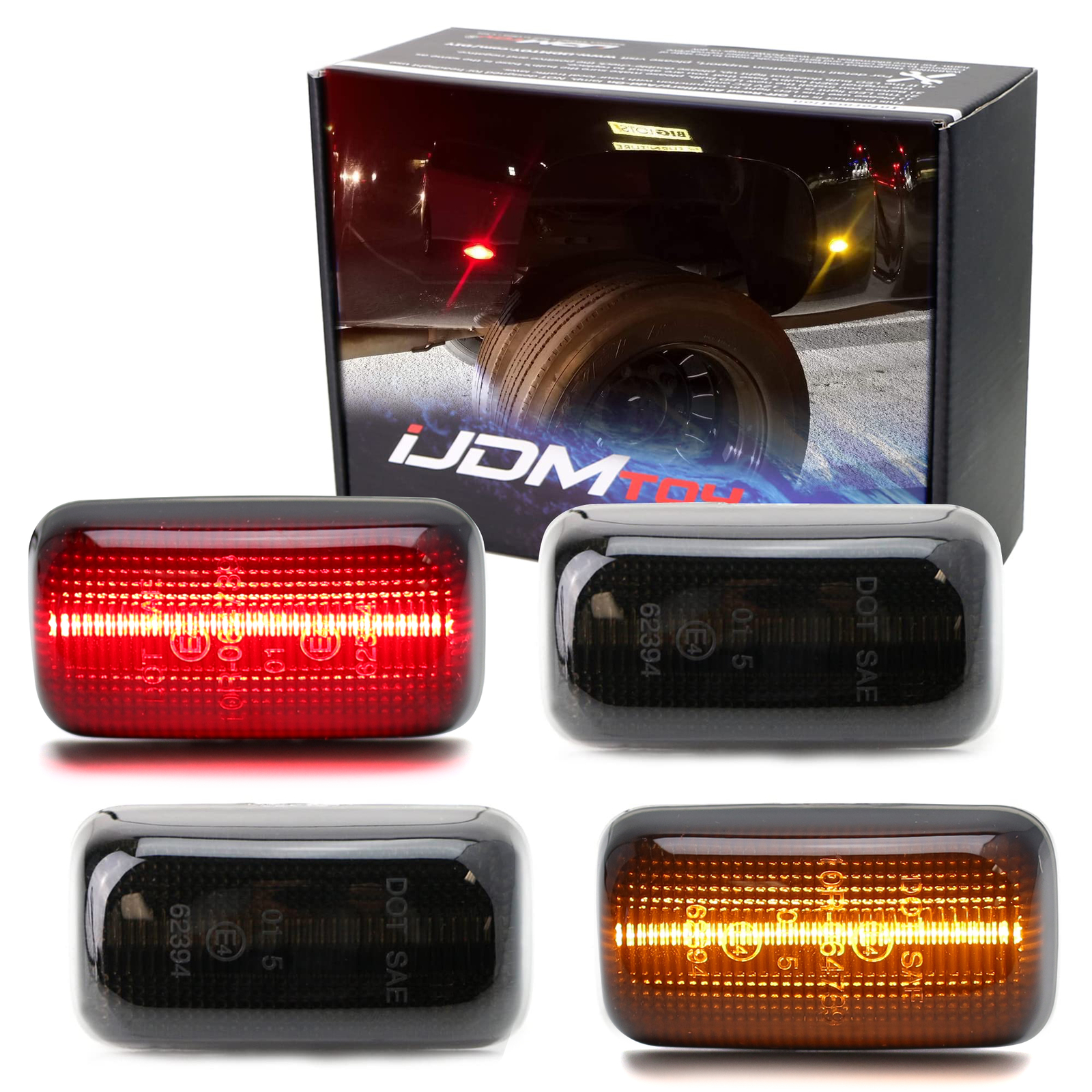 Smoke Lens Amber/Red LED Rear Fender Marker Lights For 15+ Chevy GMC 2500/3500HD