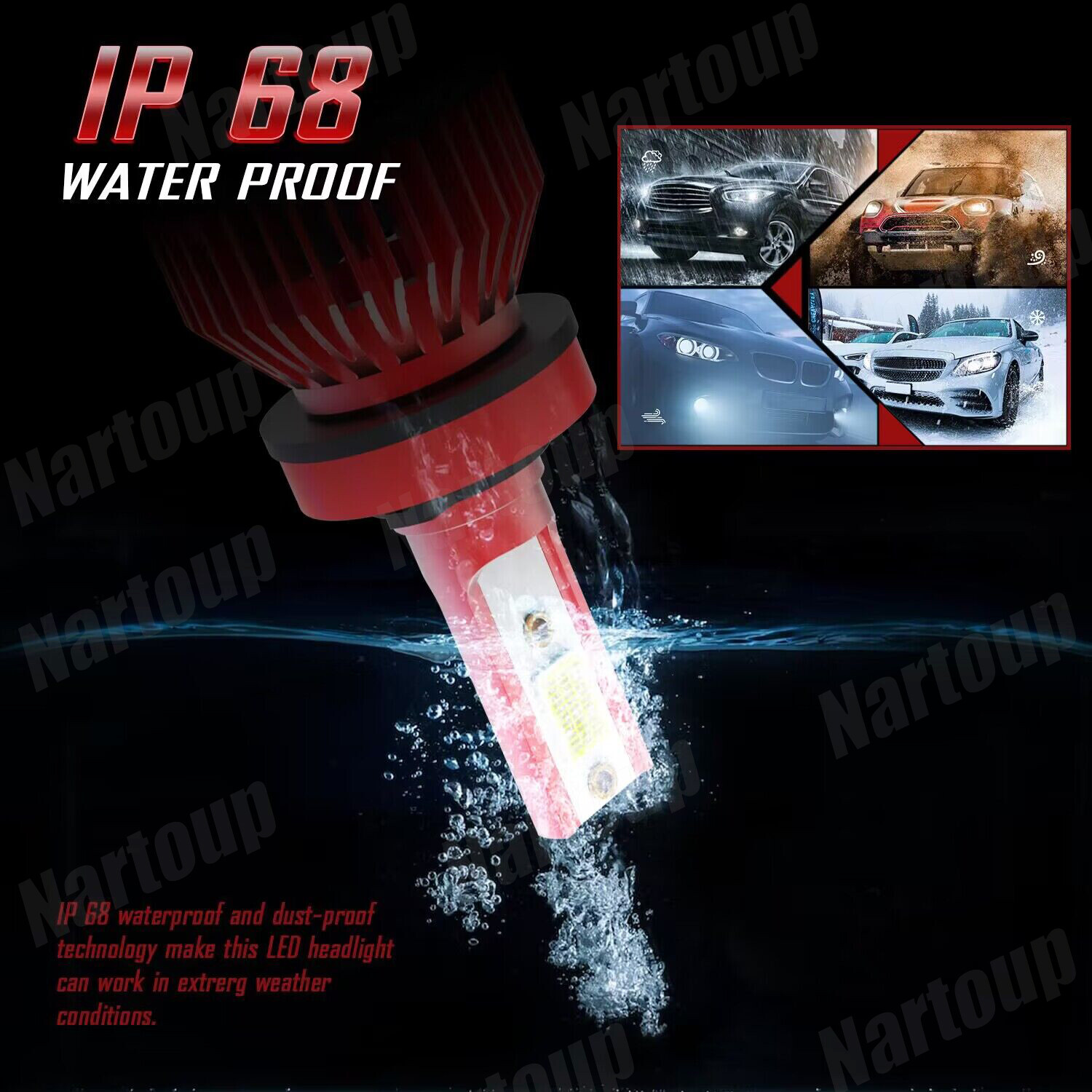 MINI 9005+H11 Combo LED Headlight Bulbs Kit High Low Beam 6000K White US 4PCS