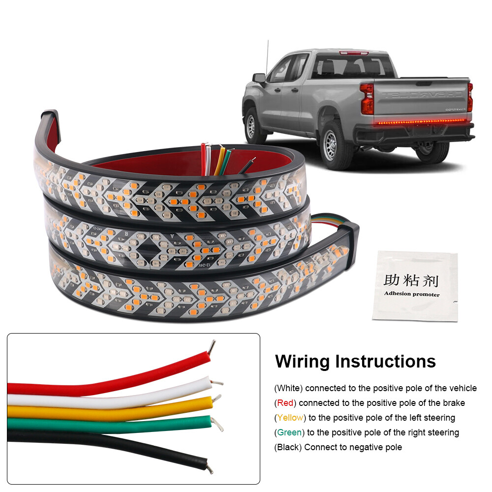 40″ 48″ 94″ 3 Row LED Strip Tailgate Light Bar Truck Reverse Brake Signal Tail