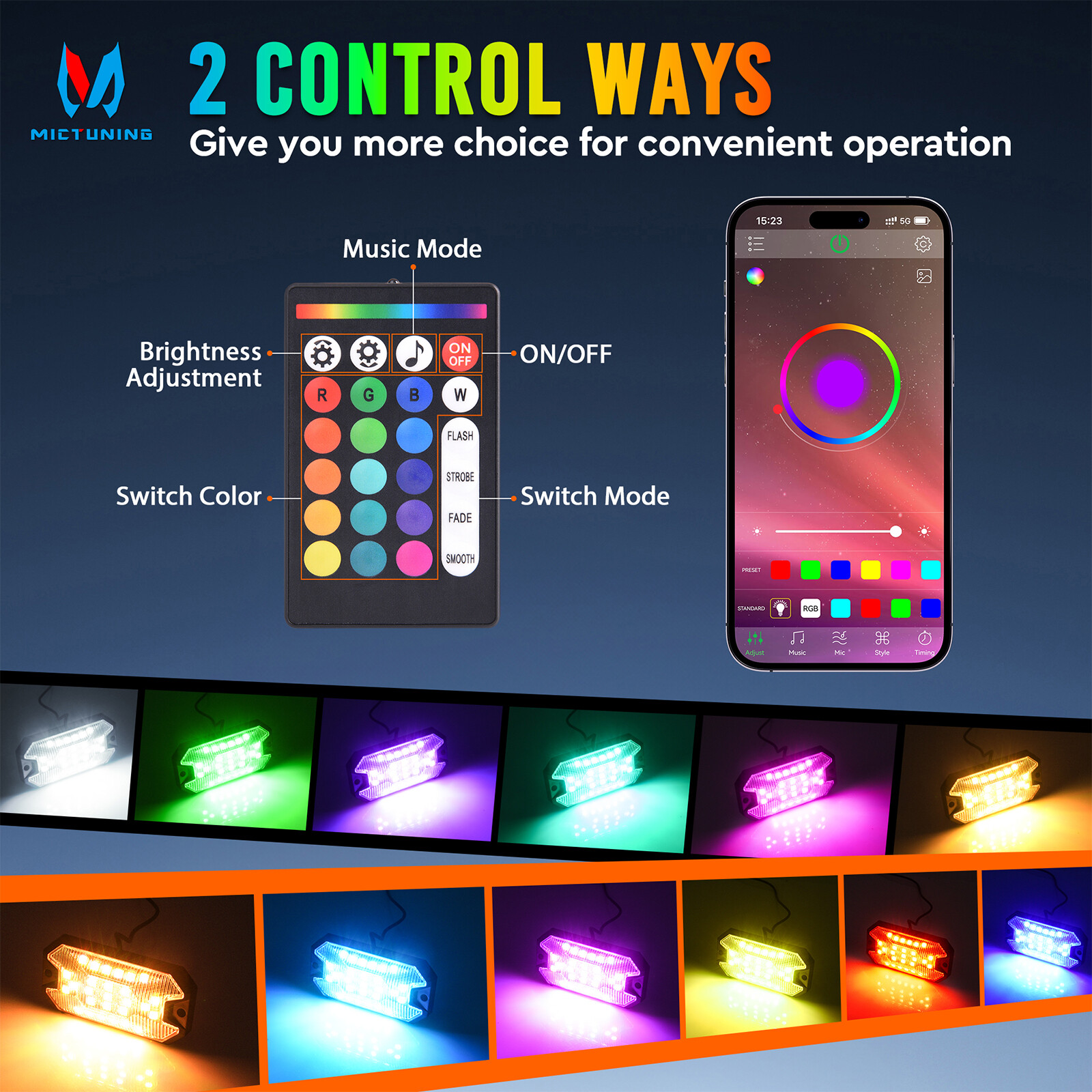 12 Pods Full Angle RGBW LED Rock Lights Wheel Well Lights APP/RF Remote Control
