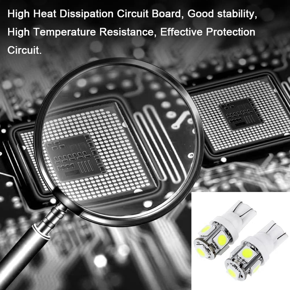 Universal T10 5-5050-SMD LED Bulbs – 20-Pack White Dash Lights, 50000 Hours