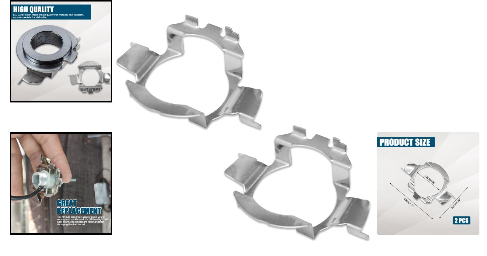 Aluminum H7 LED Adapter Holders – Easy Installation for Luxury Vehicles | 2 Pack