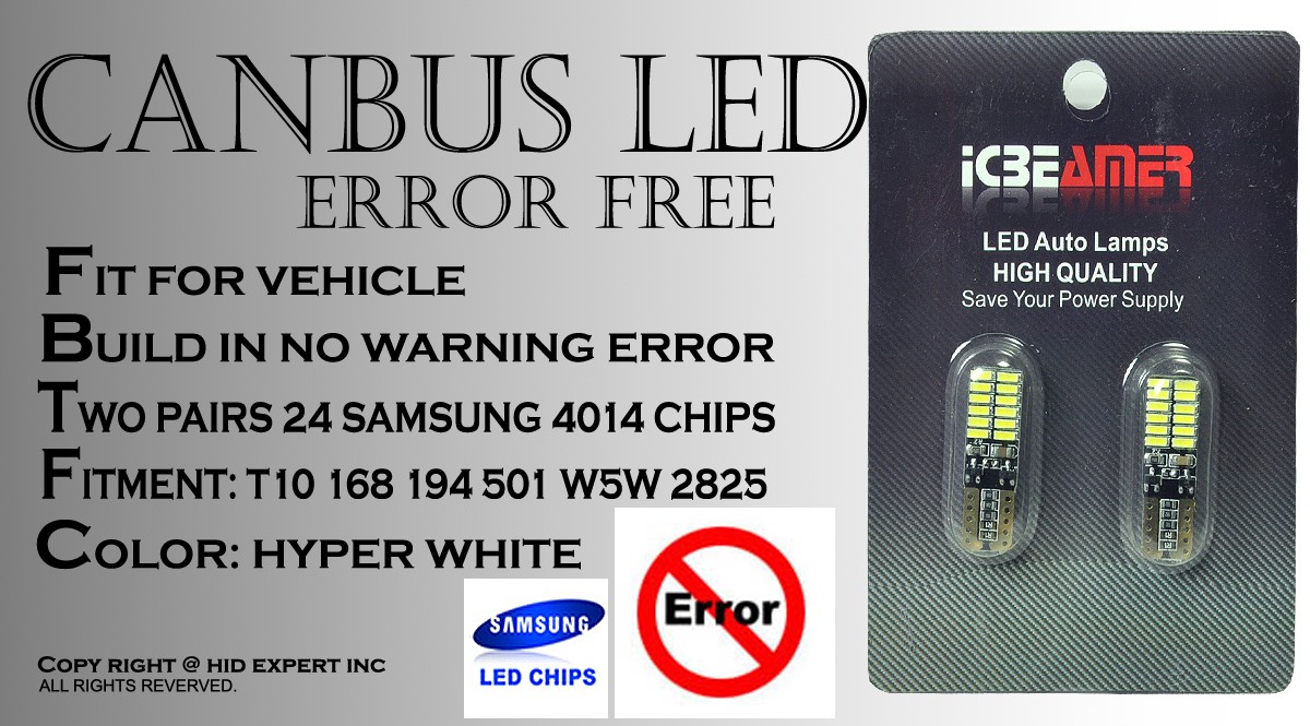 4 pc T10 Canbus Samsung 24 LED Chip Super White Fit Front Side Marker Light E918