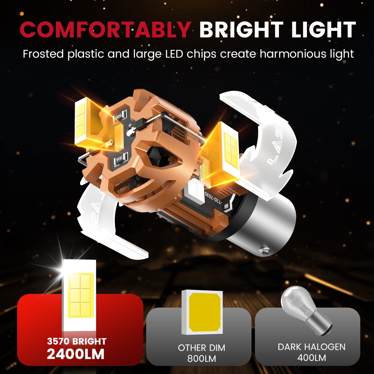 LASFIT 1156 1459 Canbus LED Backup Reverse Light Bulb White 48W 6000K Error Free