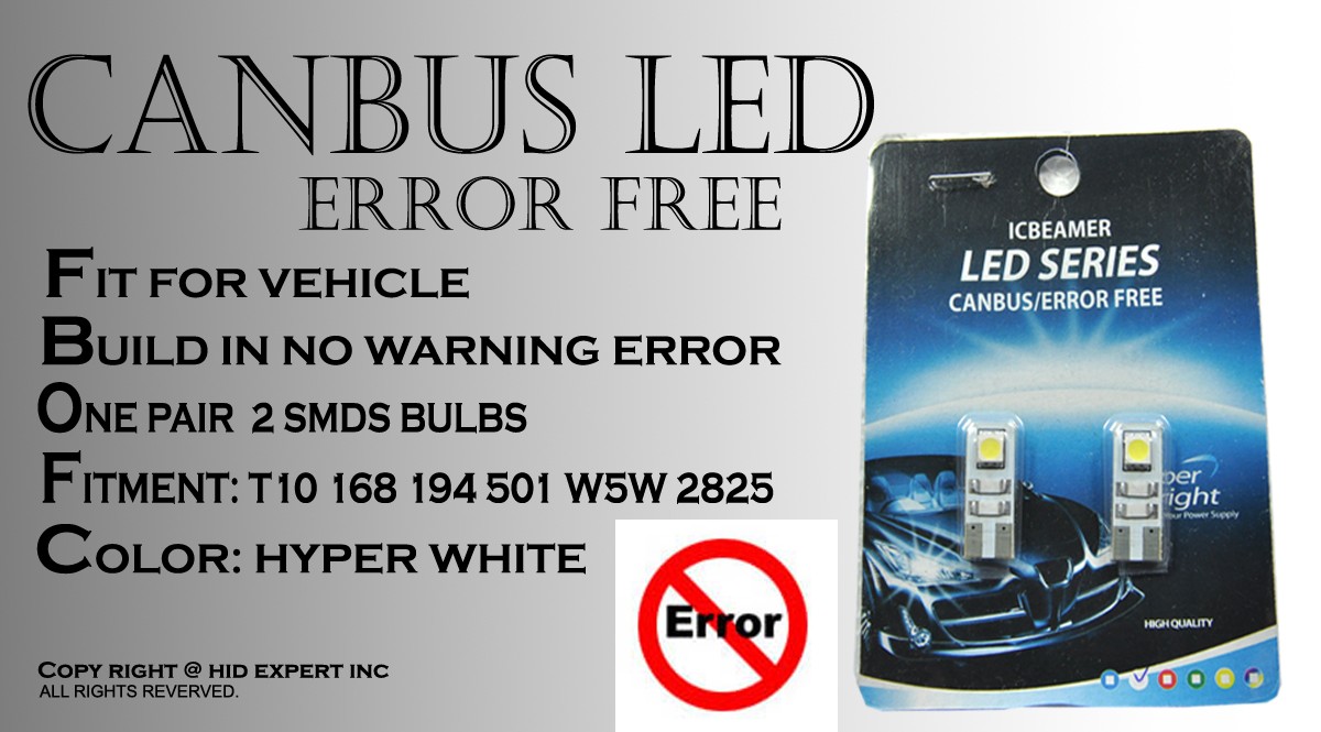 4x pcs T10 2 LED Samsung Chips Canbus Plug & Play Install Footwell Lamps U404