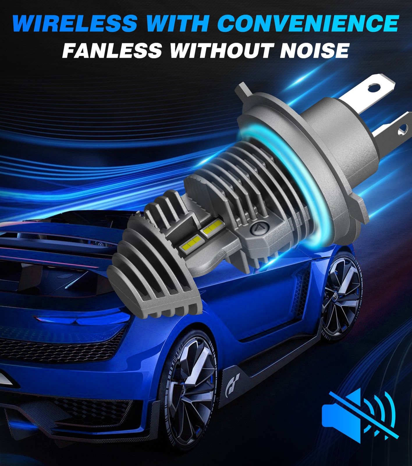H13 9008 LED Headlight Bulbs Hi/Lo Beam 6500K 15000LM Cold White Replace Halogen