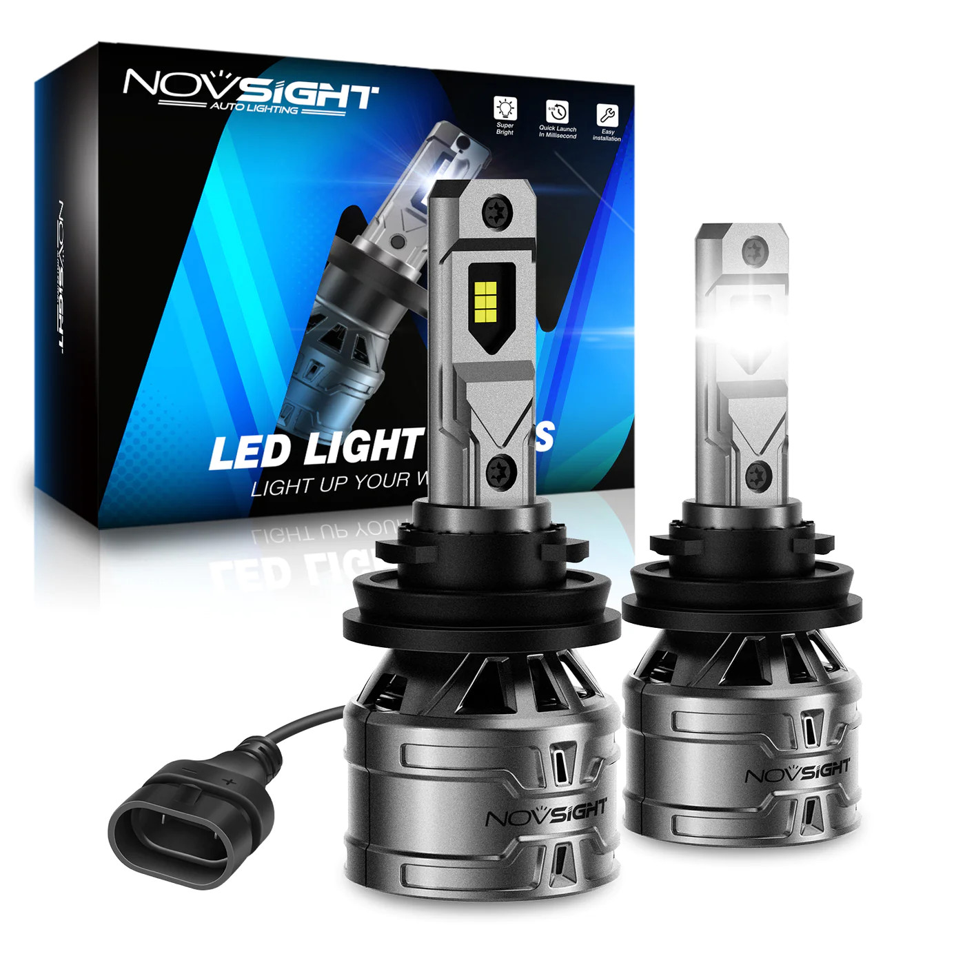 NOVSIGHT 13000LM LED Headlight Bulbs Kit High Low Beam 6500K White Super Bright