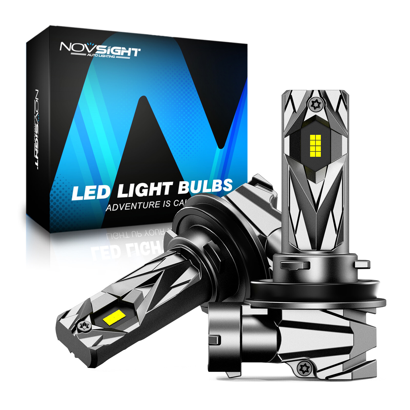 2pc NOVSIGHT H11 LED Headlight Bulbs 6500K Bright High Low Beam Lamp 16000LM 60W