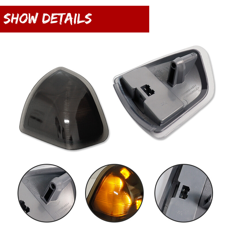 2x Amber LED Side Mirror Smoked Turn Signal Lights For 10-18 Dodge Ram 1500 2500