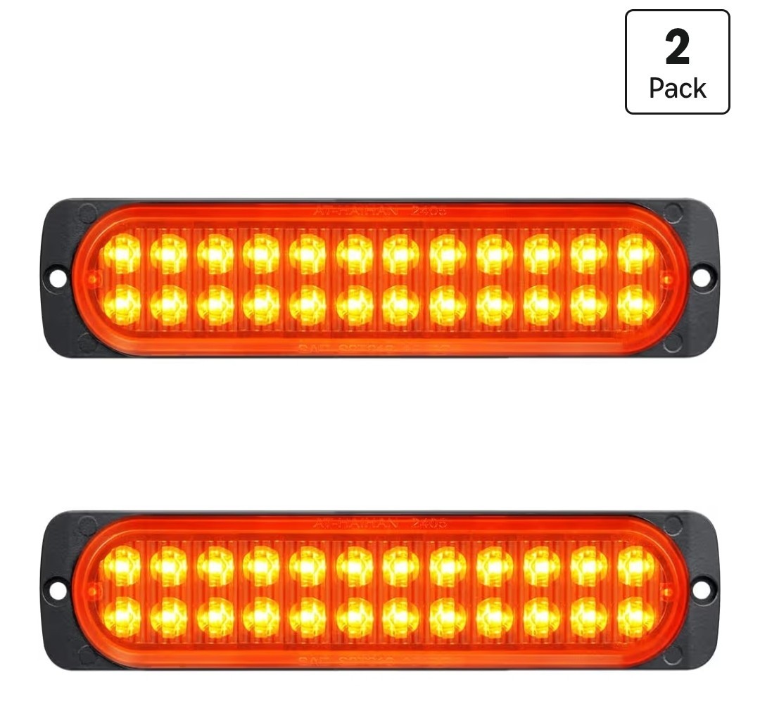 2 Aluminum Housing Amber LED Trailer Turn Signal 7.5 Inch, DOT Compliant