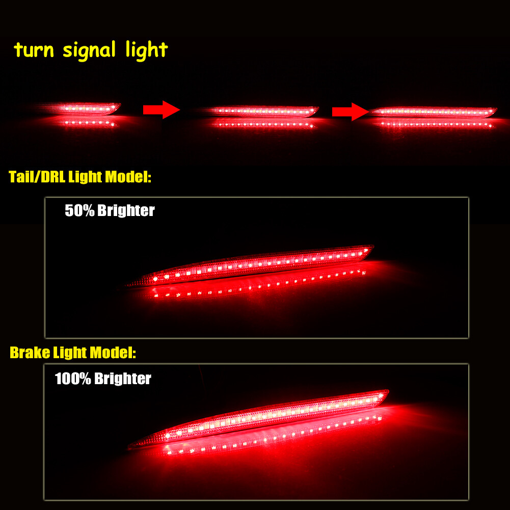 Smoke Lens Bumper Reflector Tail Brake Rear Fog Light For 2015-2022 Chrysler 300