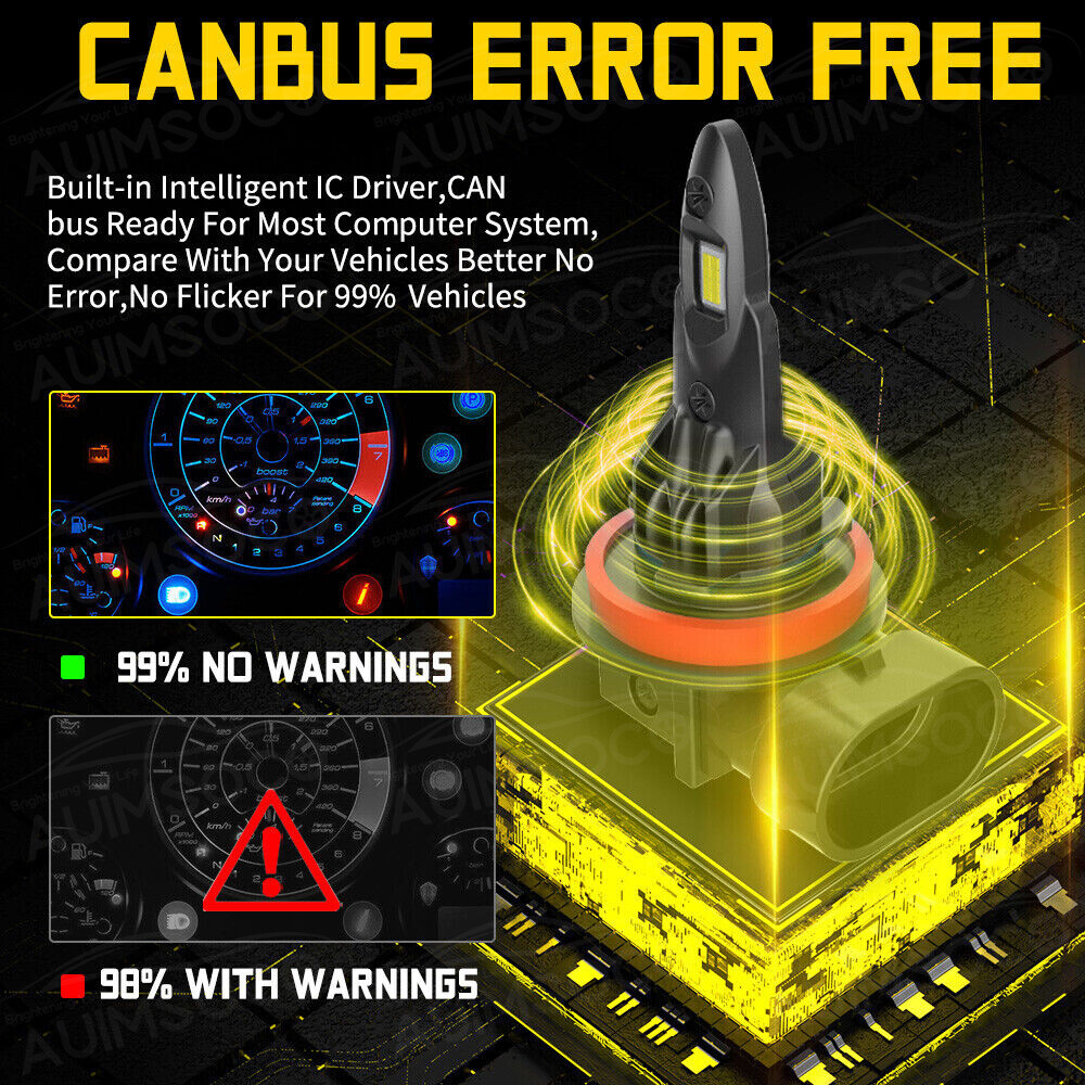 2x CANBUS H11 LED Headlight Kit Low Beam Bulbs Super Bright 720000LM 1000K White