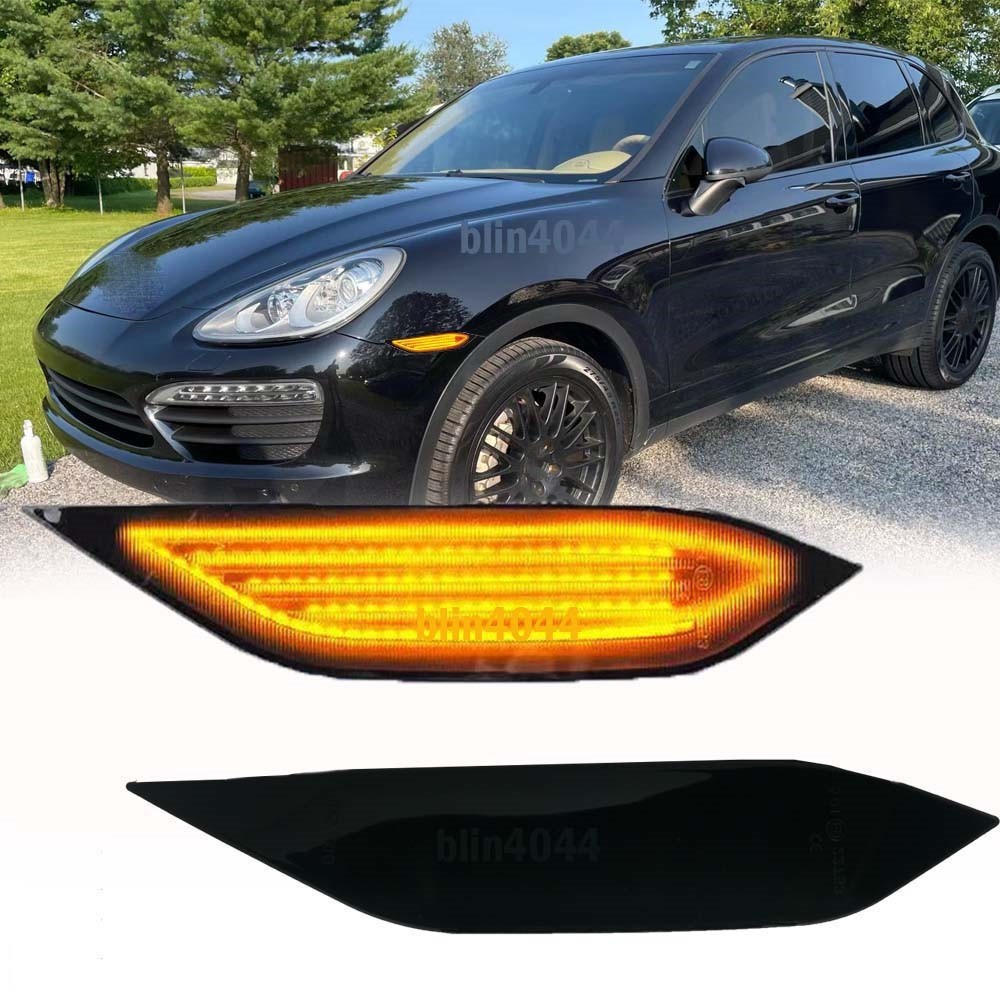 Smoked Lens Amber LED Front Side marker Lights For 11-14 Pre-LCI Porsche Cayenne