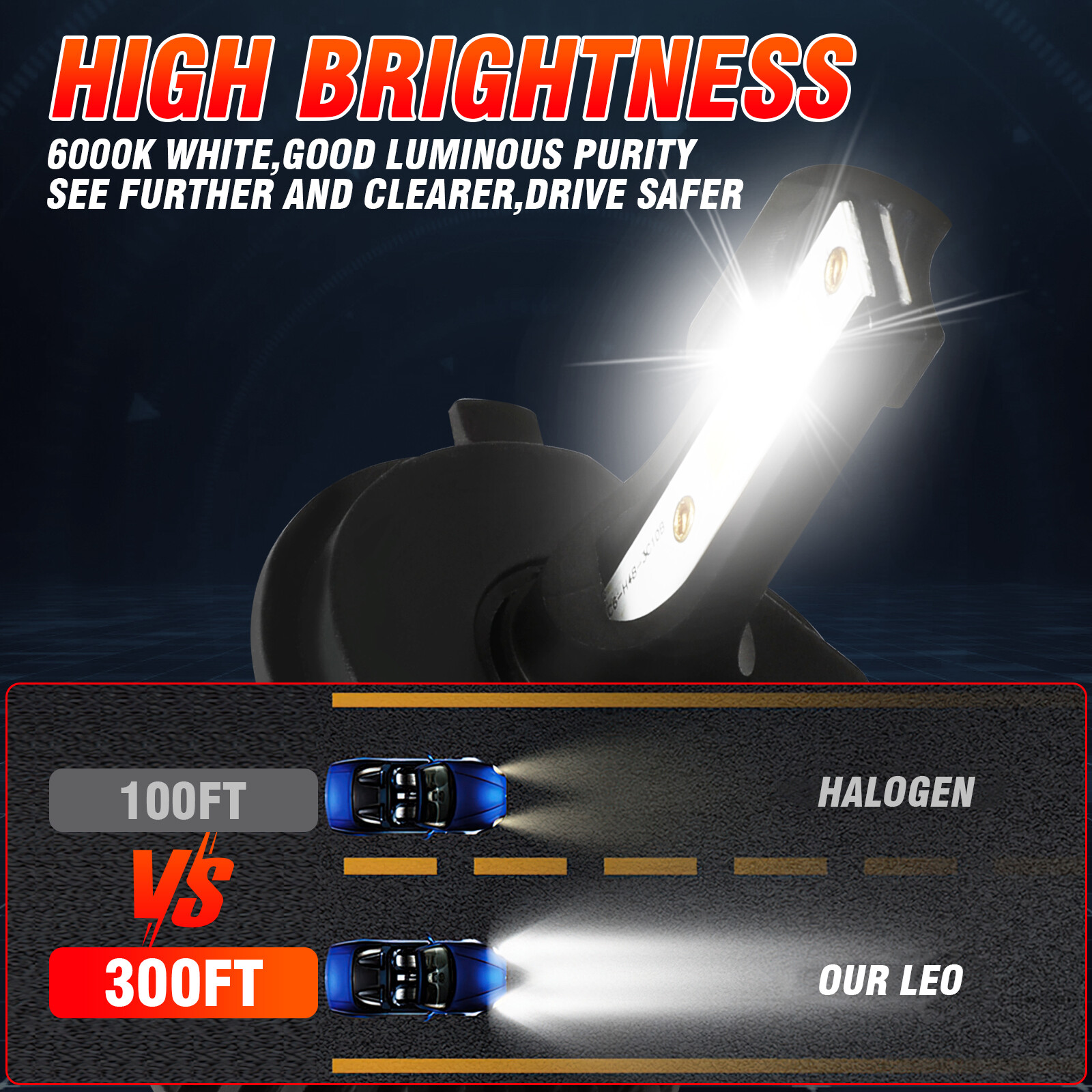 Quayub H4 9003 Headlights LED Bulb Conversion Kit 7000LM Super Bright Cold White