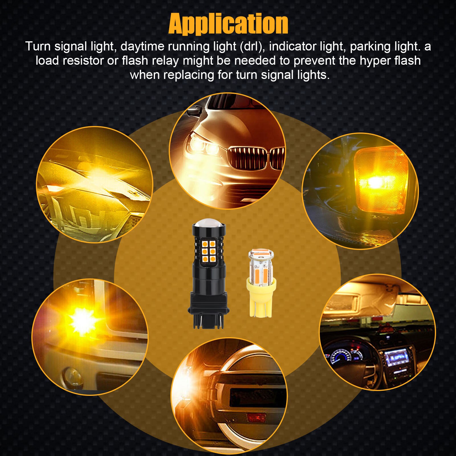 For Chevy Silverado 1500 Tahoe 4Pc Amber LED Turn Signal Side Marker Lights