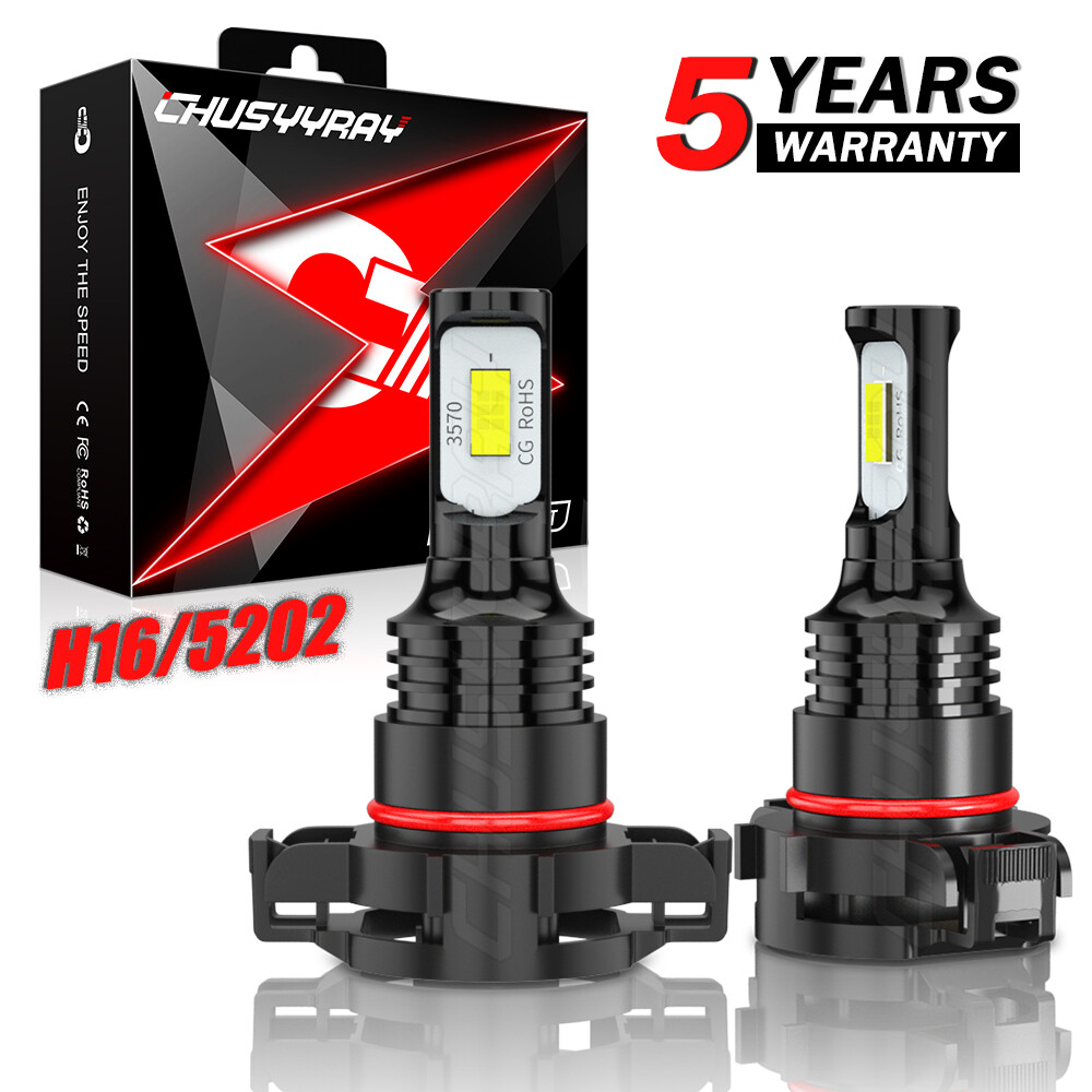 5202 H16 LED Fog Light Bulbs 6000K White 80W For 2007-2015 Chevy Silverado 1500
