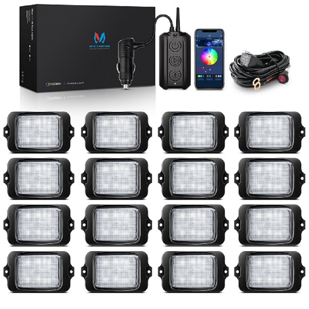 C3 Extensible RGBW LED Rock Lights, 4-24 Pods Wireless Control Underglow Lights