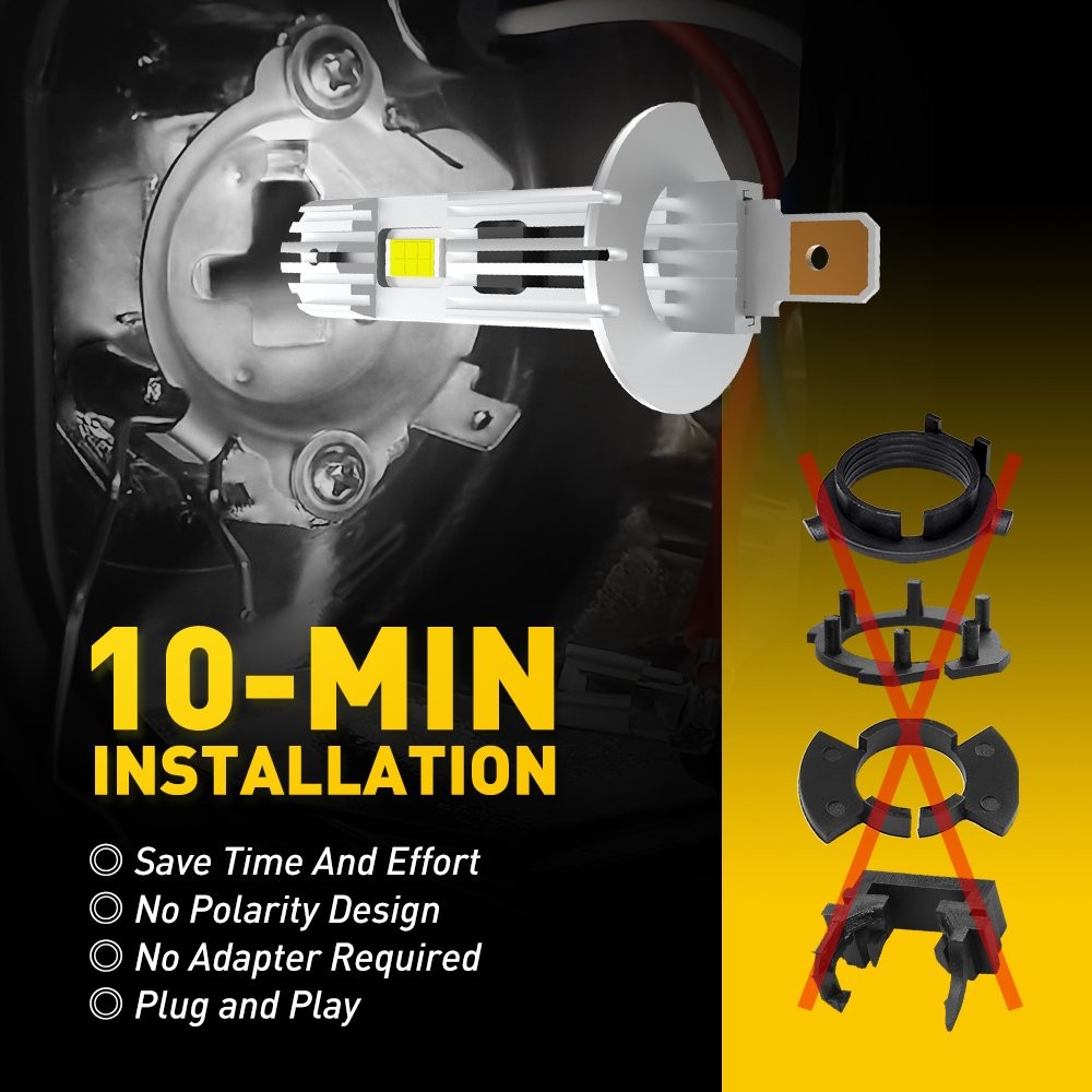 H1 6500K Super Bright White 60000LM LED Headlight Bulb High Low Beam DRL 2-20X