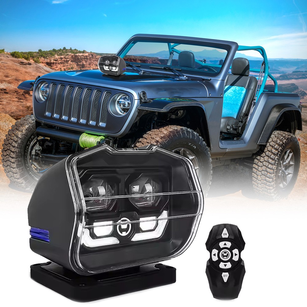 360° Remote Control LED Search light Wireless Spotlight for Offroad Truck Marine
