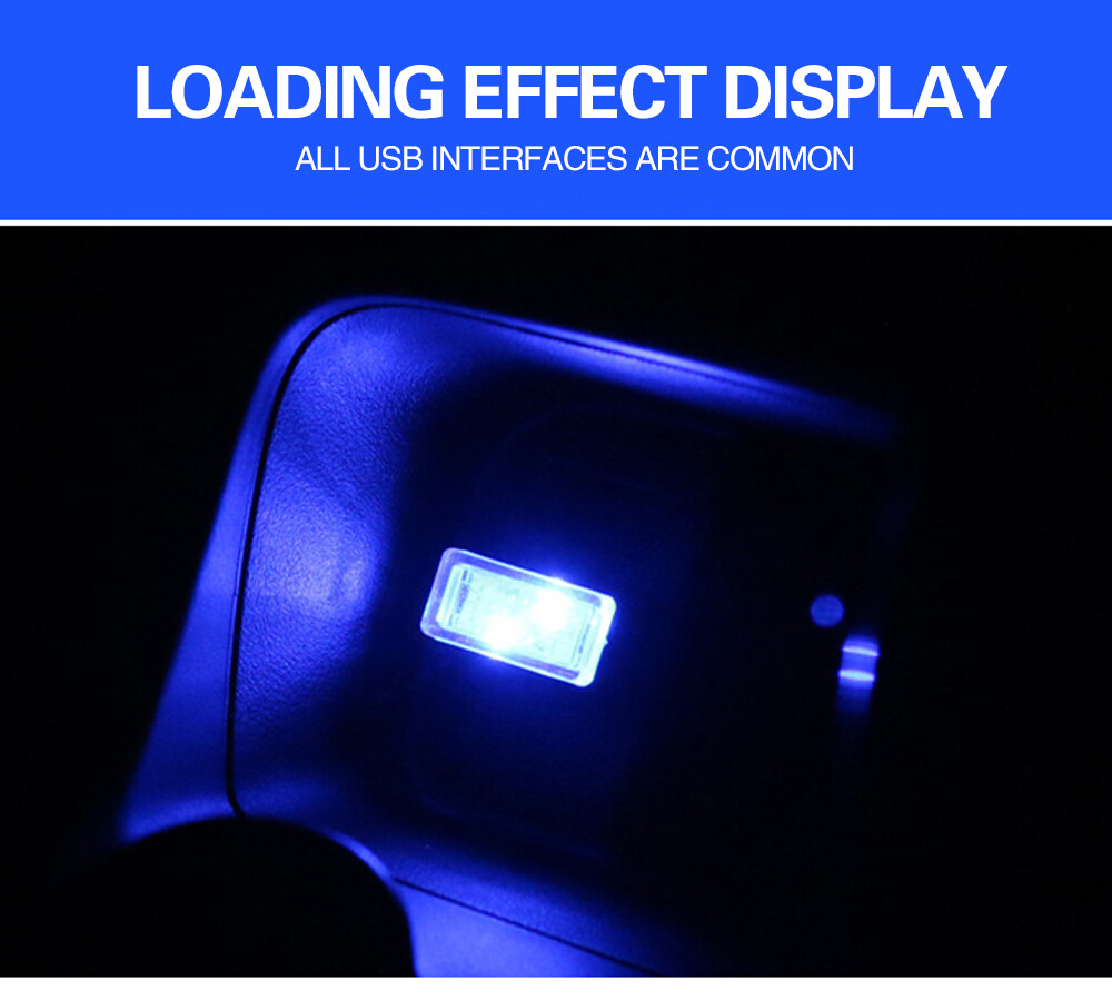 US STOCK 1PCS car USB LED Interior Light Neon Atmosphere Ambient Lamp Random