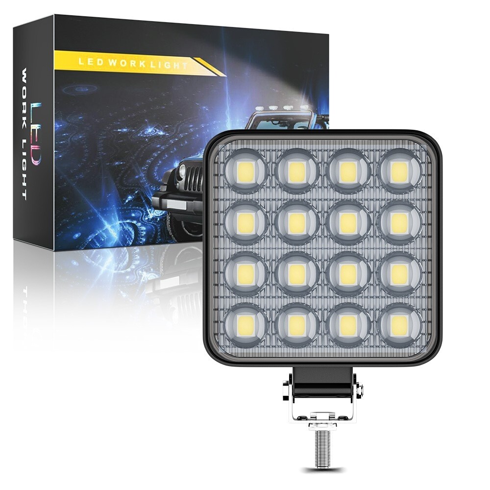 2PCS 48W LED Work Light Truck OffRoad Tractor Flood Lights 12V Square Light