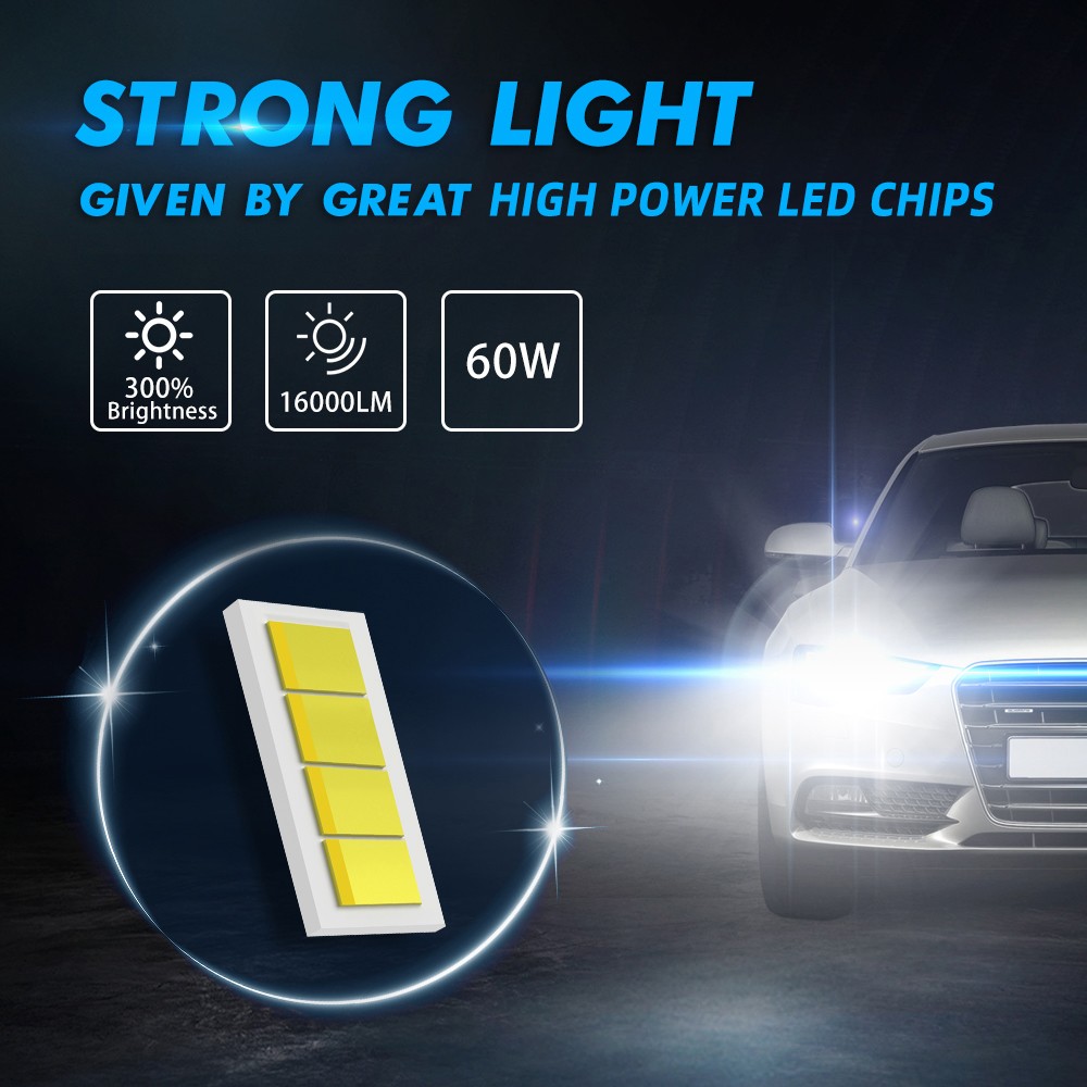 9006 LED Headlight Bulbs 6000K 16000LM For Chevrolet Tahoe 1995-2006 Bright Kit