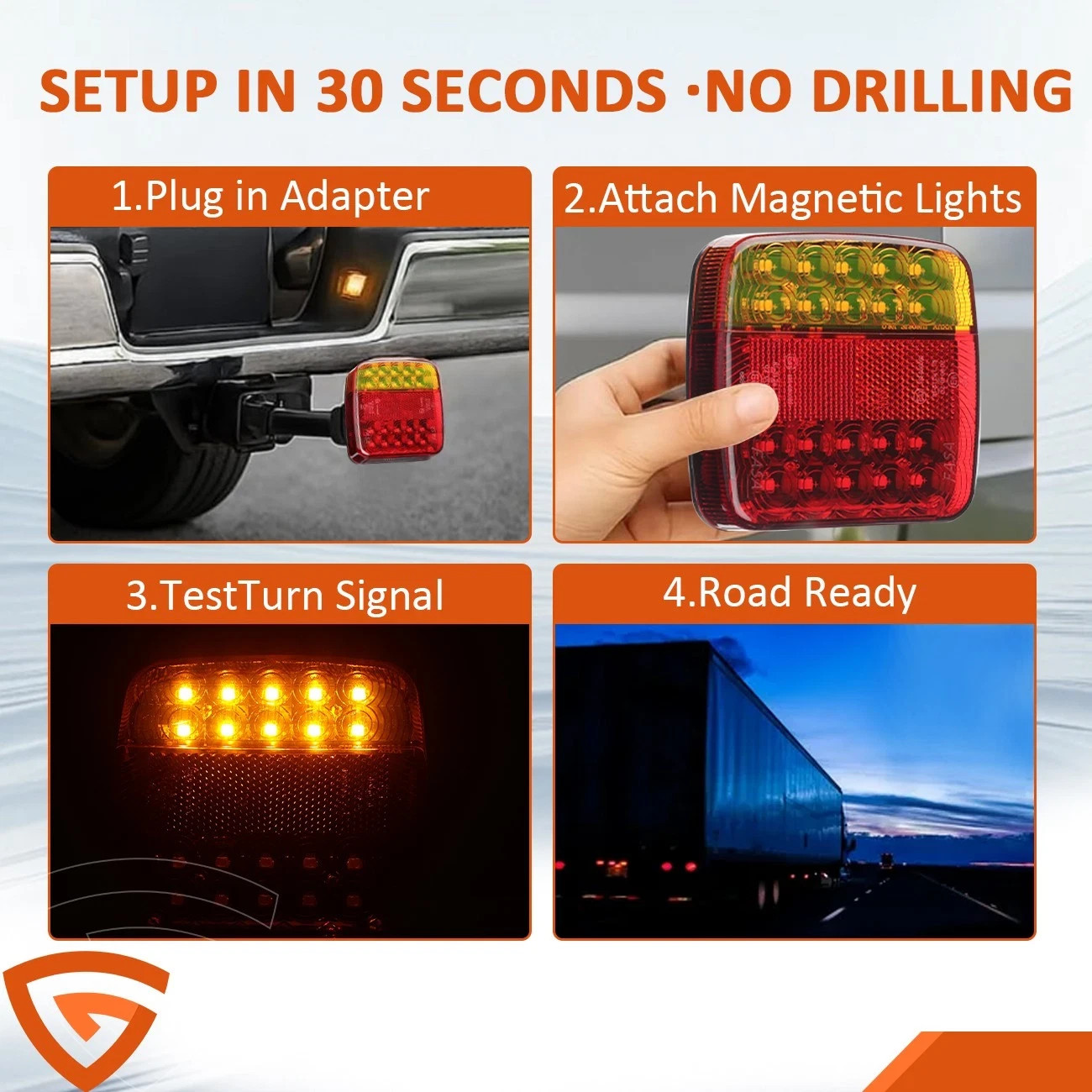 Magnetic Wireless LED Tow Towing Trailer Rear Tail Lights Warning Flashing Light