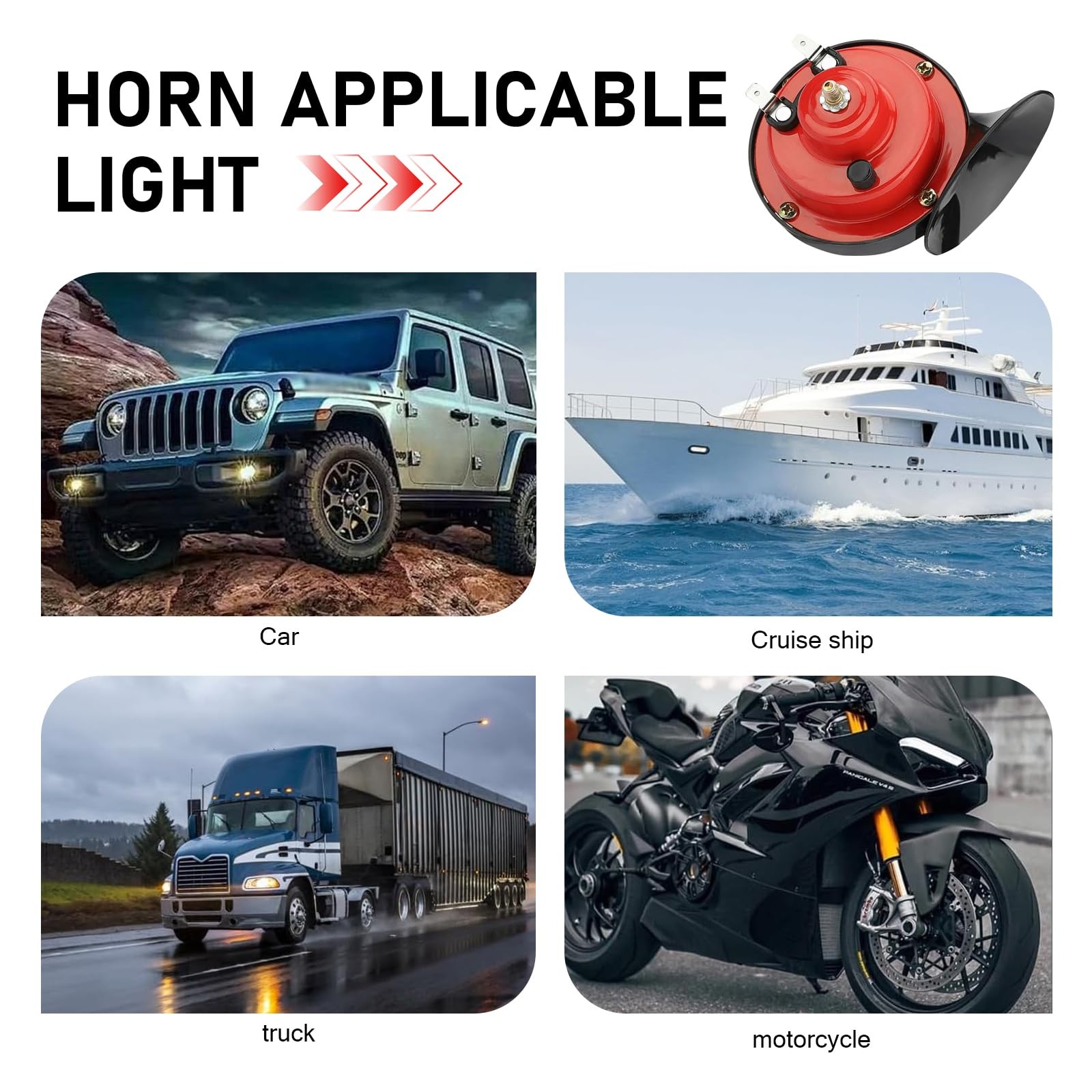 2 PCS 300DB Loud Train Horn 12V Waterproof Air Electric Snail Upgrade Red