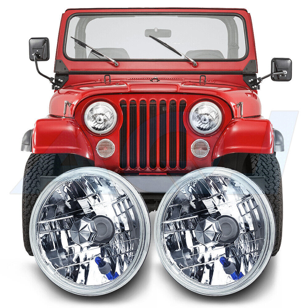 2Pc 7″inch Round BLUE LED Headlight Hi-Lo Beam For Peterbilt 379 359 Truck