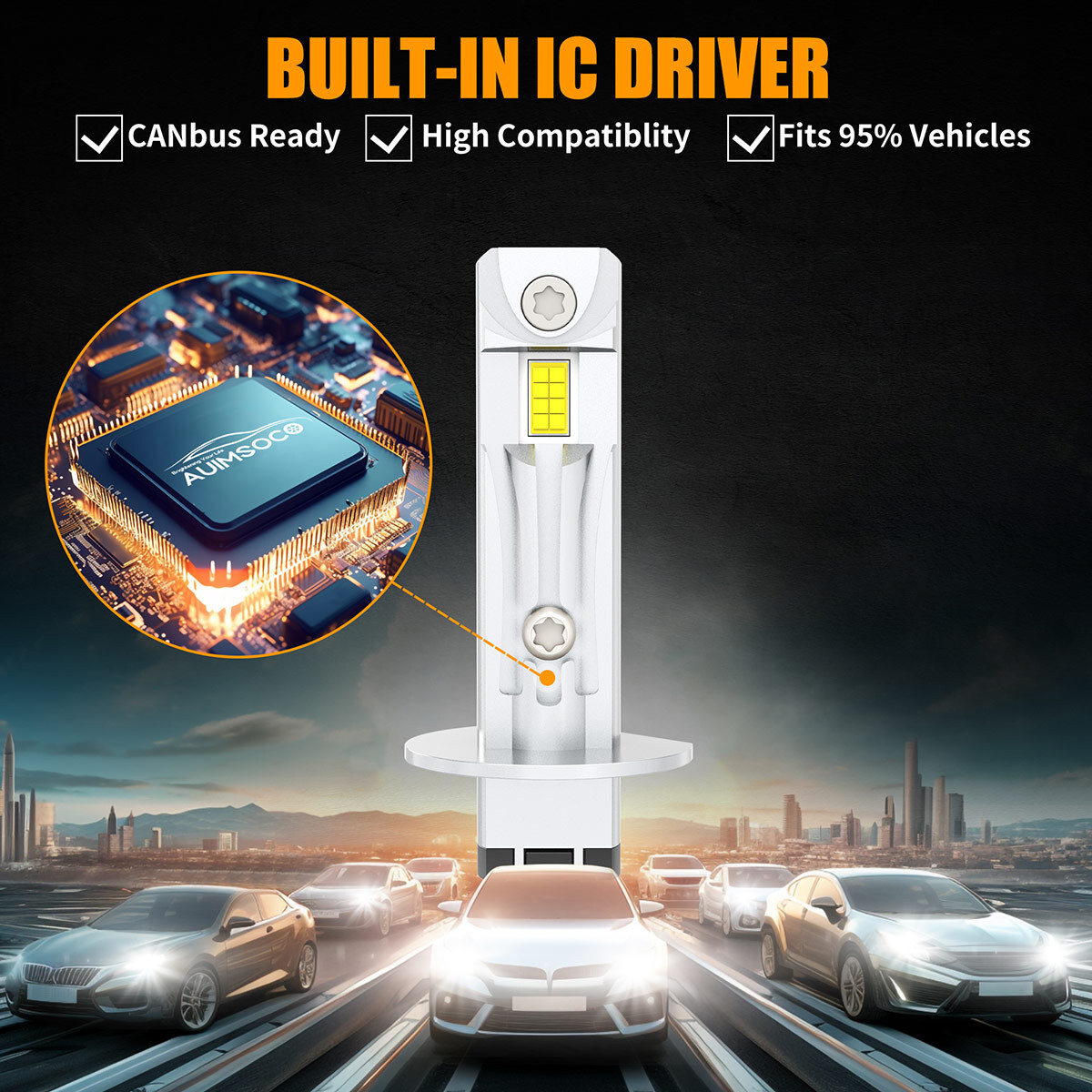 4pcs H1 LED Headlight Bulbs High Low Beam Bright 6500K White CANBUS 330000LM