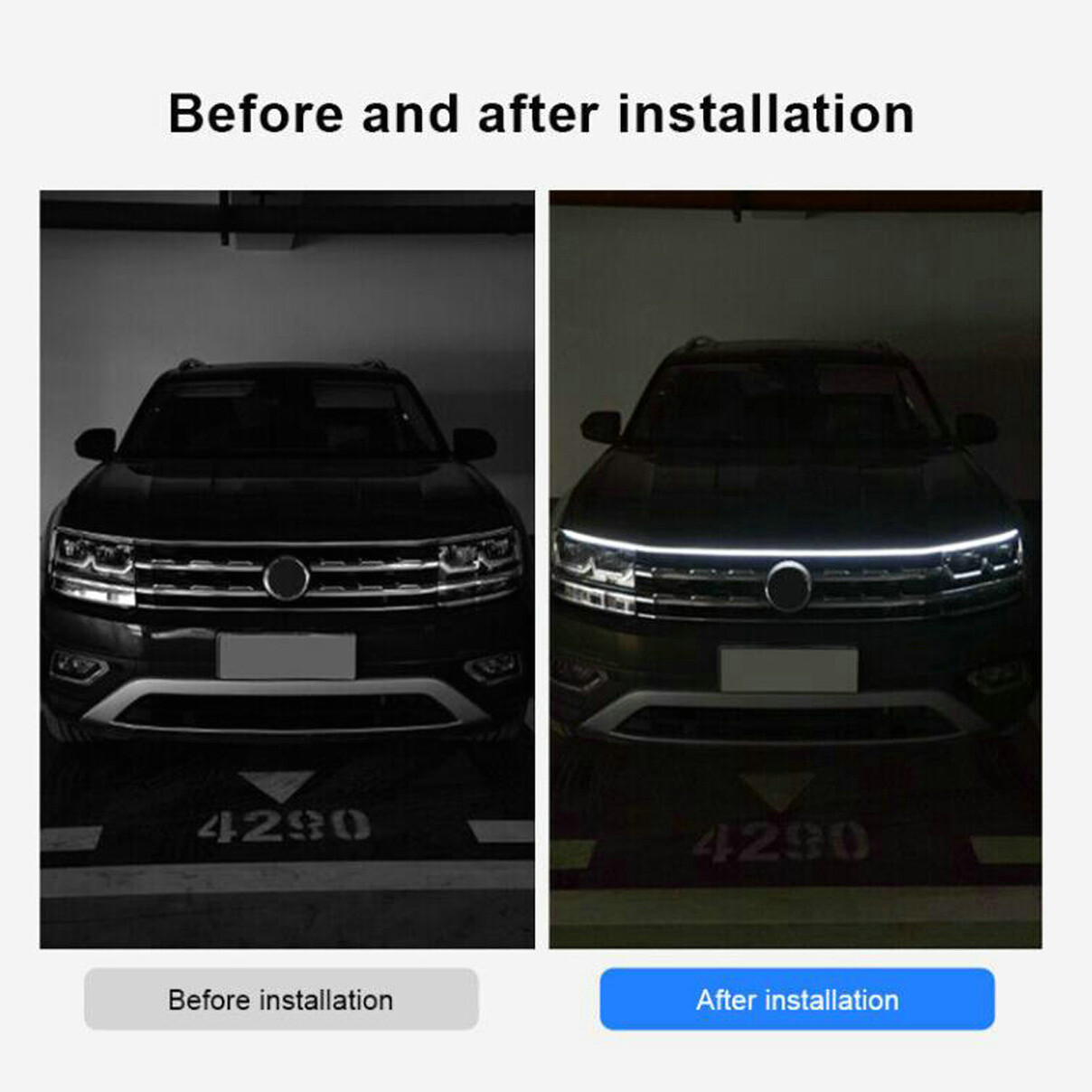 1PC 12V LED Car Daytime Running Light Strip LED Hood Lamp Waterproof