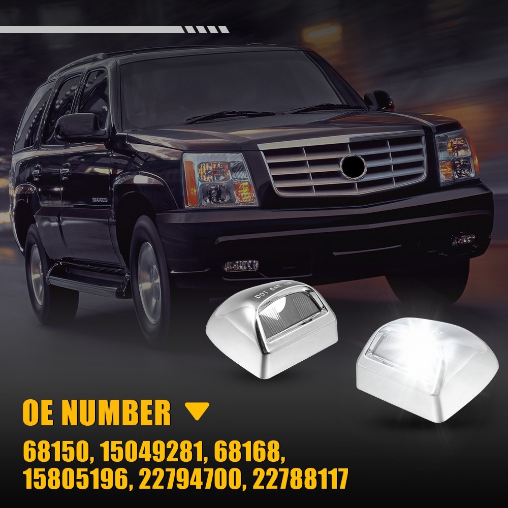 2-20x Fit Cadillac Escalade Chevy Suburban Rear License Plate Light Cover W/Bulb