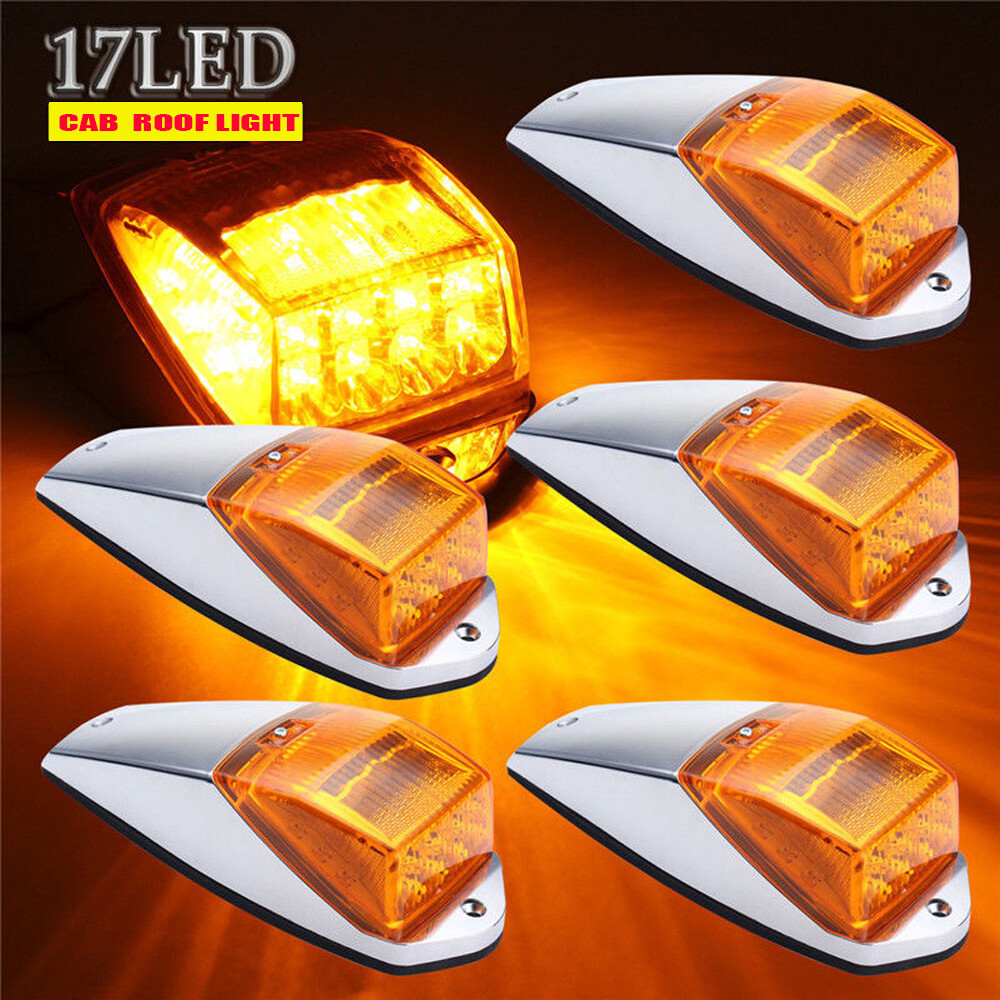 5x LED Amber Cab Roof Top Clearance Marker Running Light For Kenworth Peterbilt