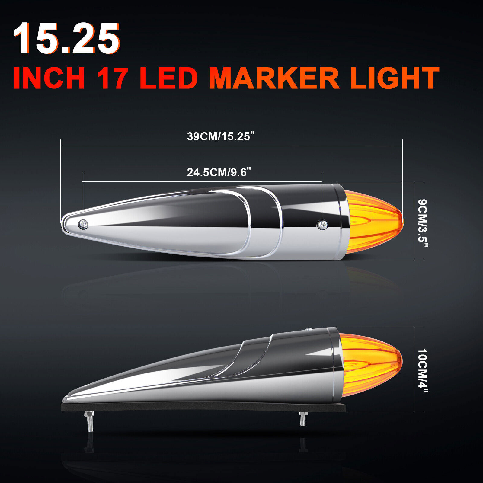 5x 17LED Amber Semi Truck Roof Cab Marker Clearance Light Assembly For Peterbilt