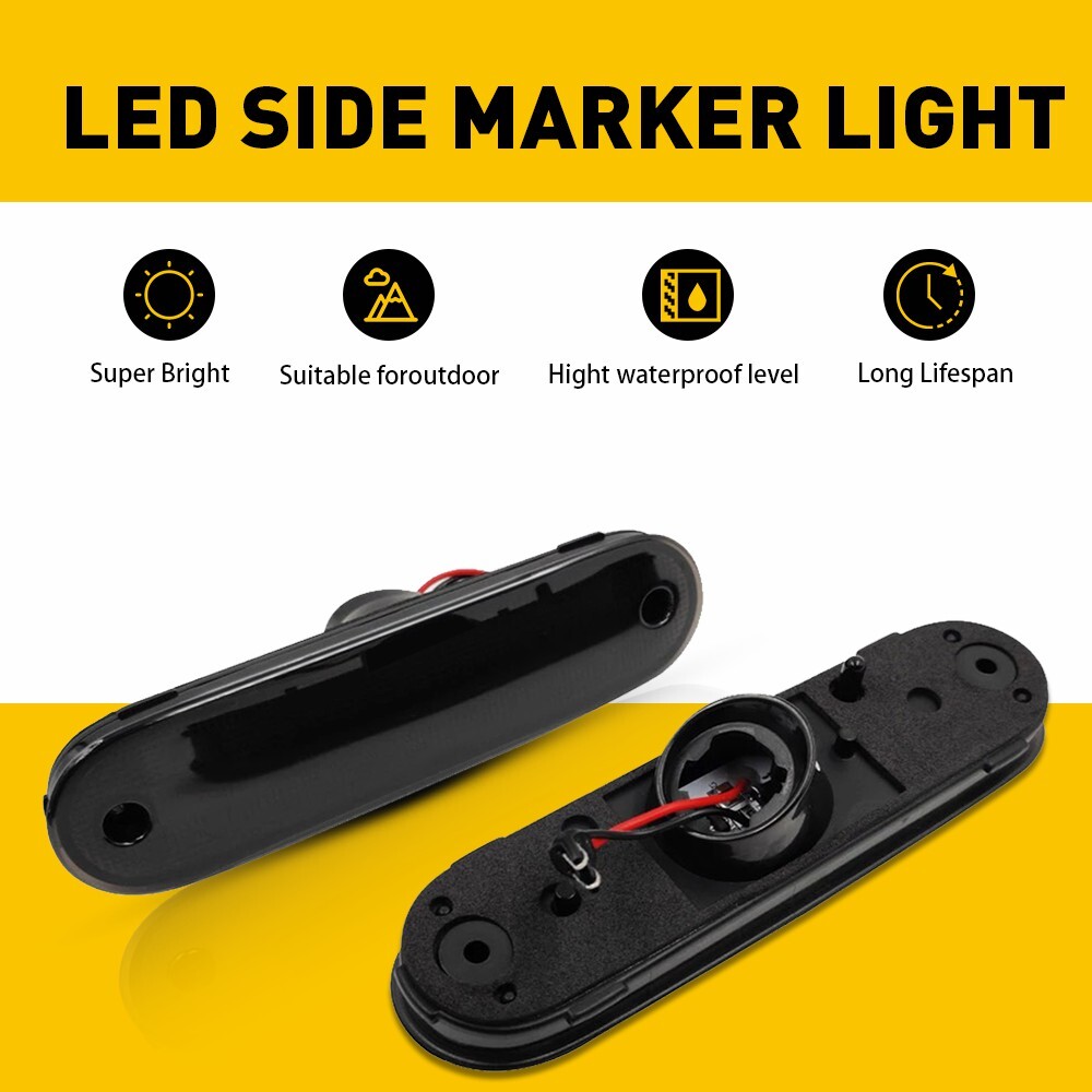For 1990-2005 Miata Mazda MX-5 Smoked LED Side Marker Light Amber Red Waterproof