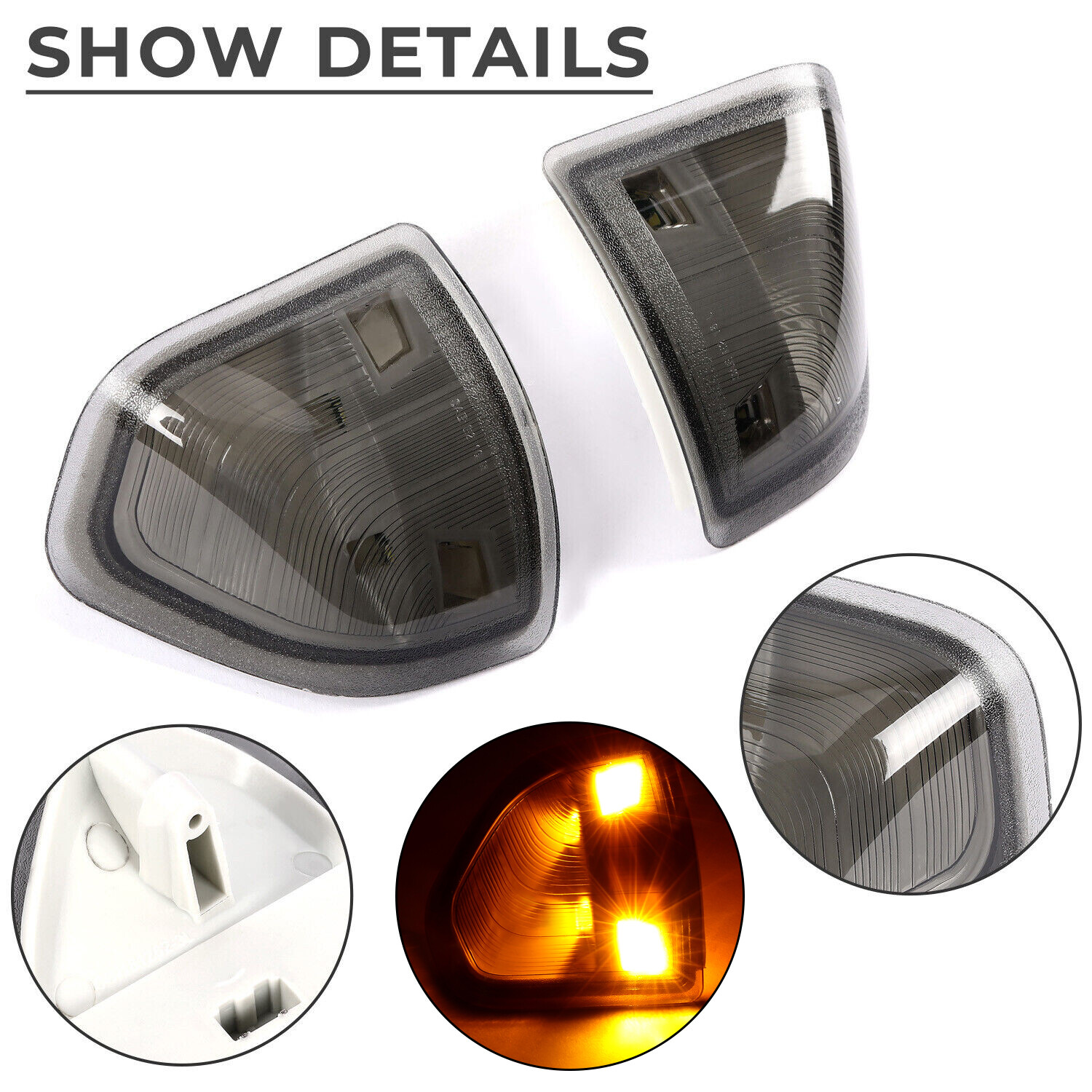 Smoke Lens Amber LED Side Mirror Turn Signal Lights For Dodge Ram 1500 2500 3500