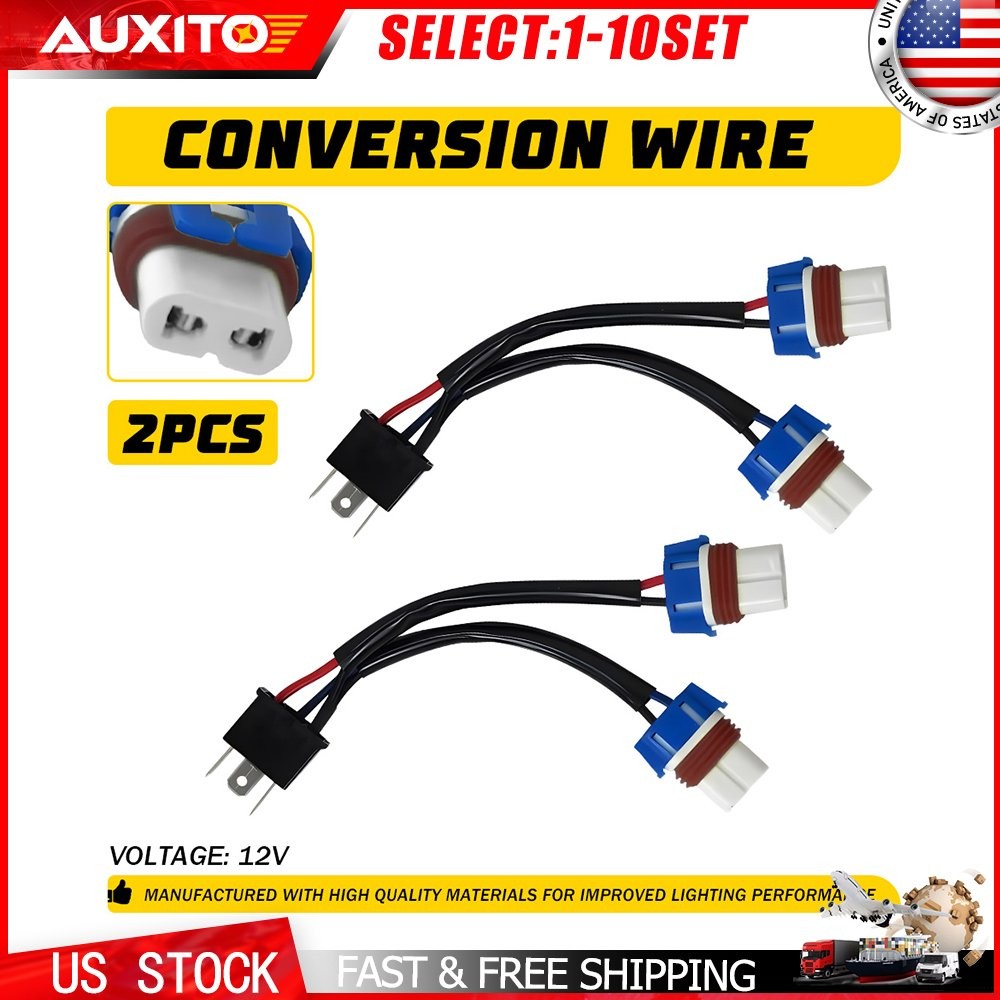 Headlight Pigtail Socket Plug Conversion Wire 9003 H4 to 9005 9006 HB3 HB4 2-10X