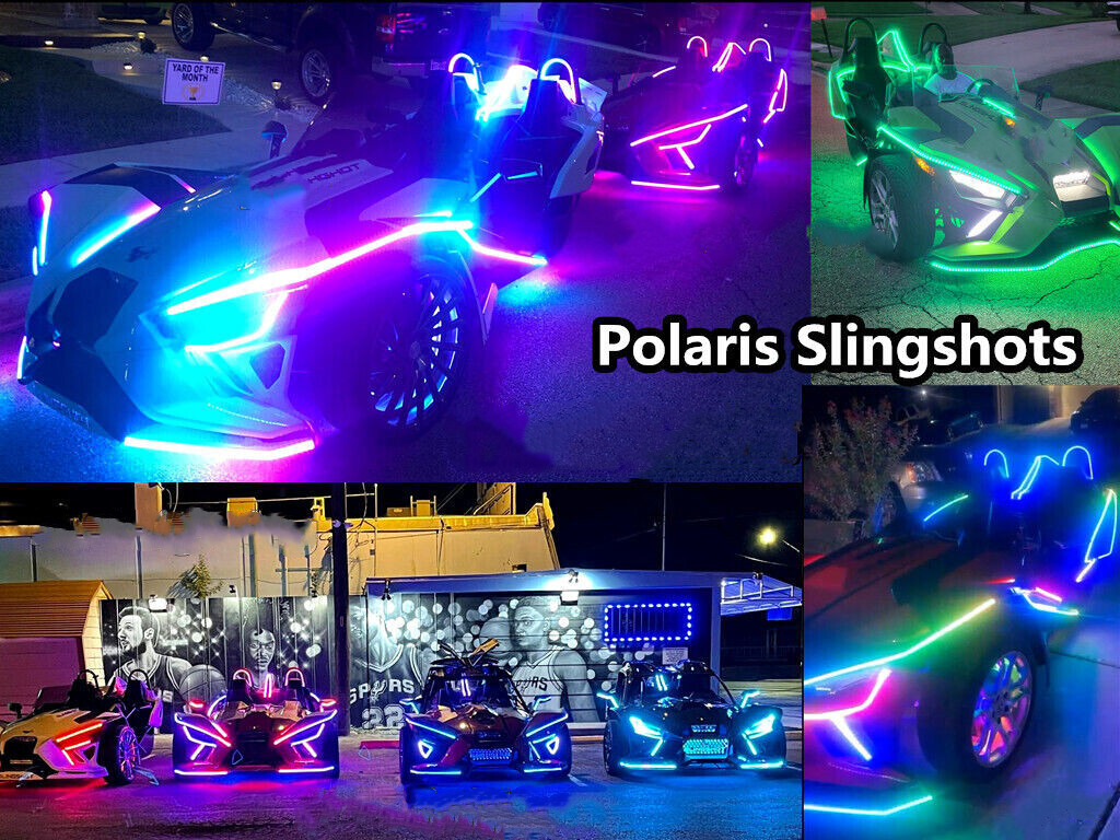 16PCS Triple Row 1/2/3/4/5/6.5FT Treble LEDs CHASING Slingshot Hood Light Strips