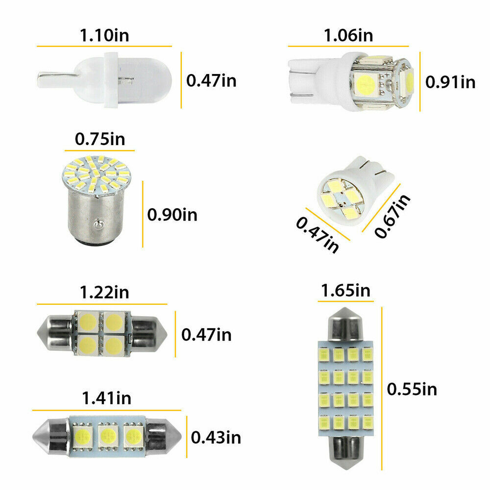 28Pcs Car Interior LED Light For Dome Map License Plate Lamp Bulbs Accessories