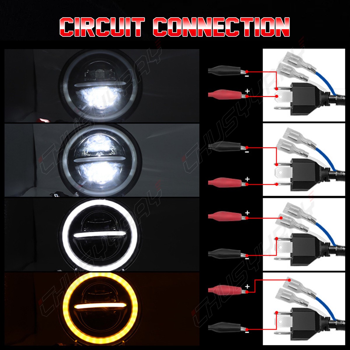 Fit Ford Mustang 1965-1978 Pair 7″ Round LED Headlights Hi/Lo Beam DOT Approved